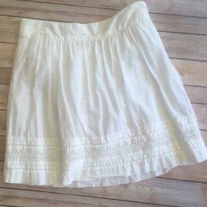 Cottage-core Loft white eyelet hem circle skirt